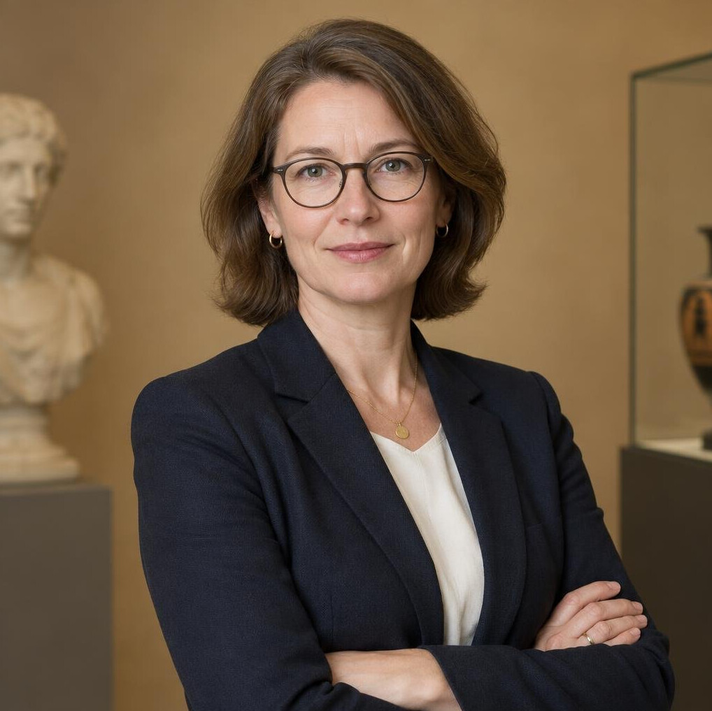 Portrait of a professional woman historian in a museum setting