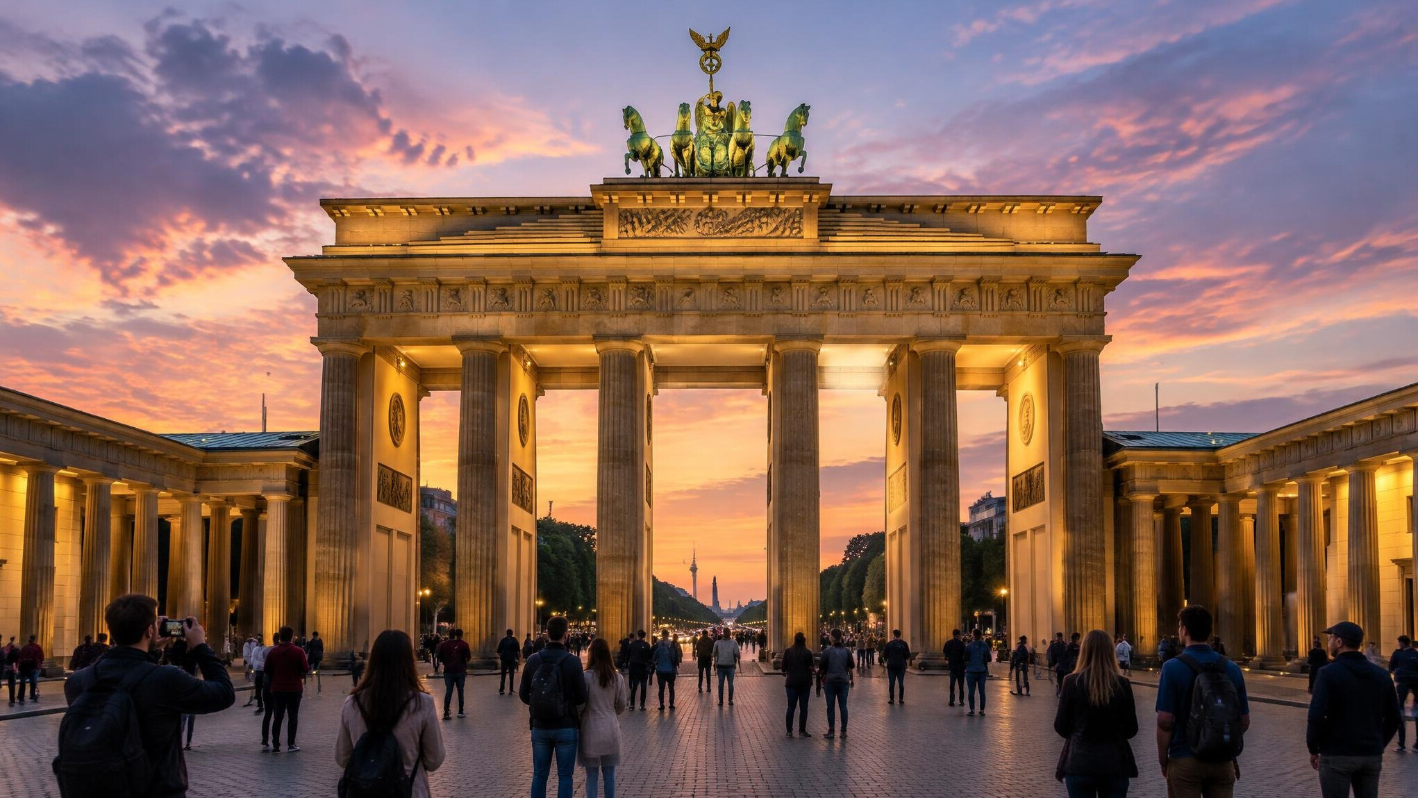 brandenburg gate berlin at dusk