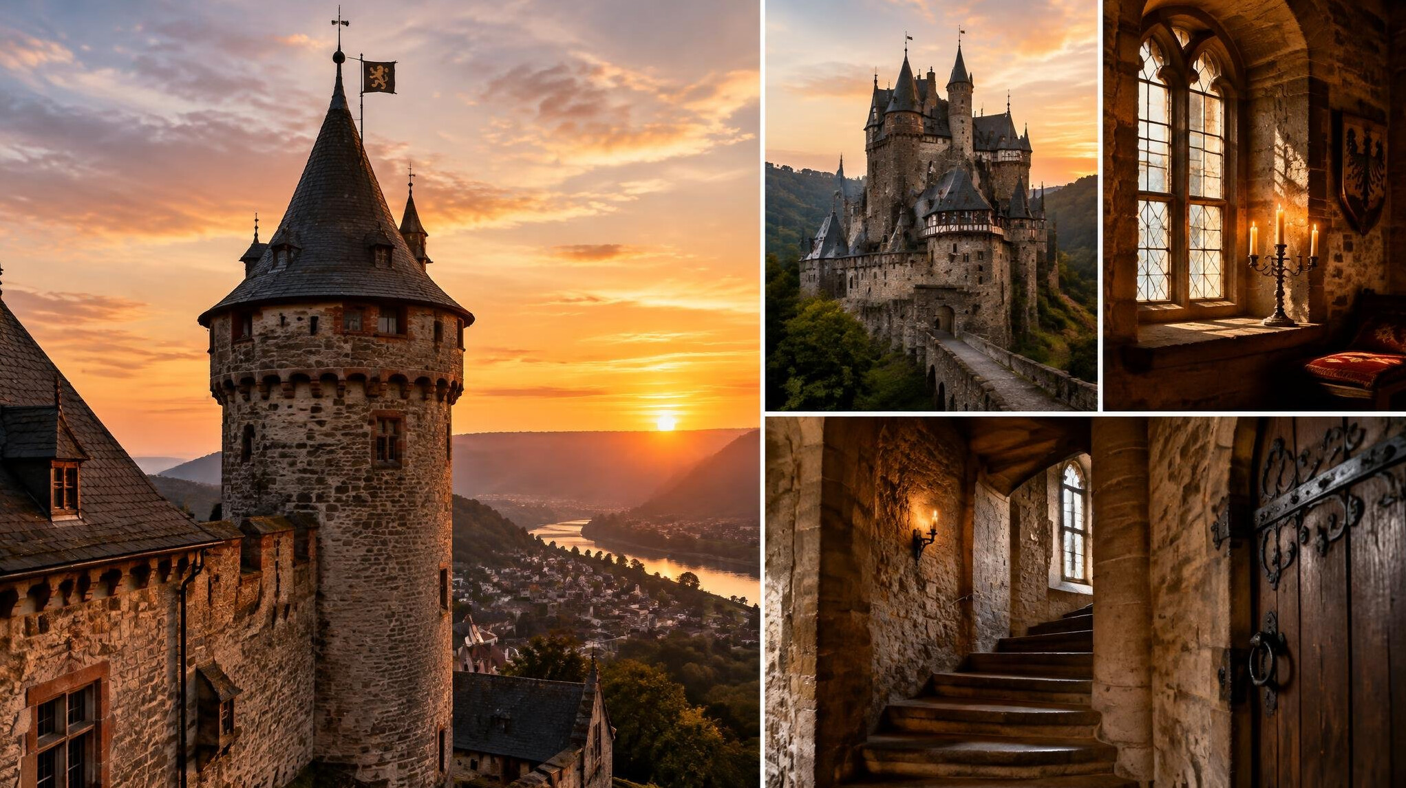 castle tower sunset